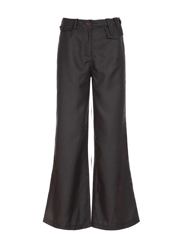 Striped Flared Straight Pants In Dark Gray