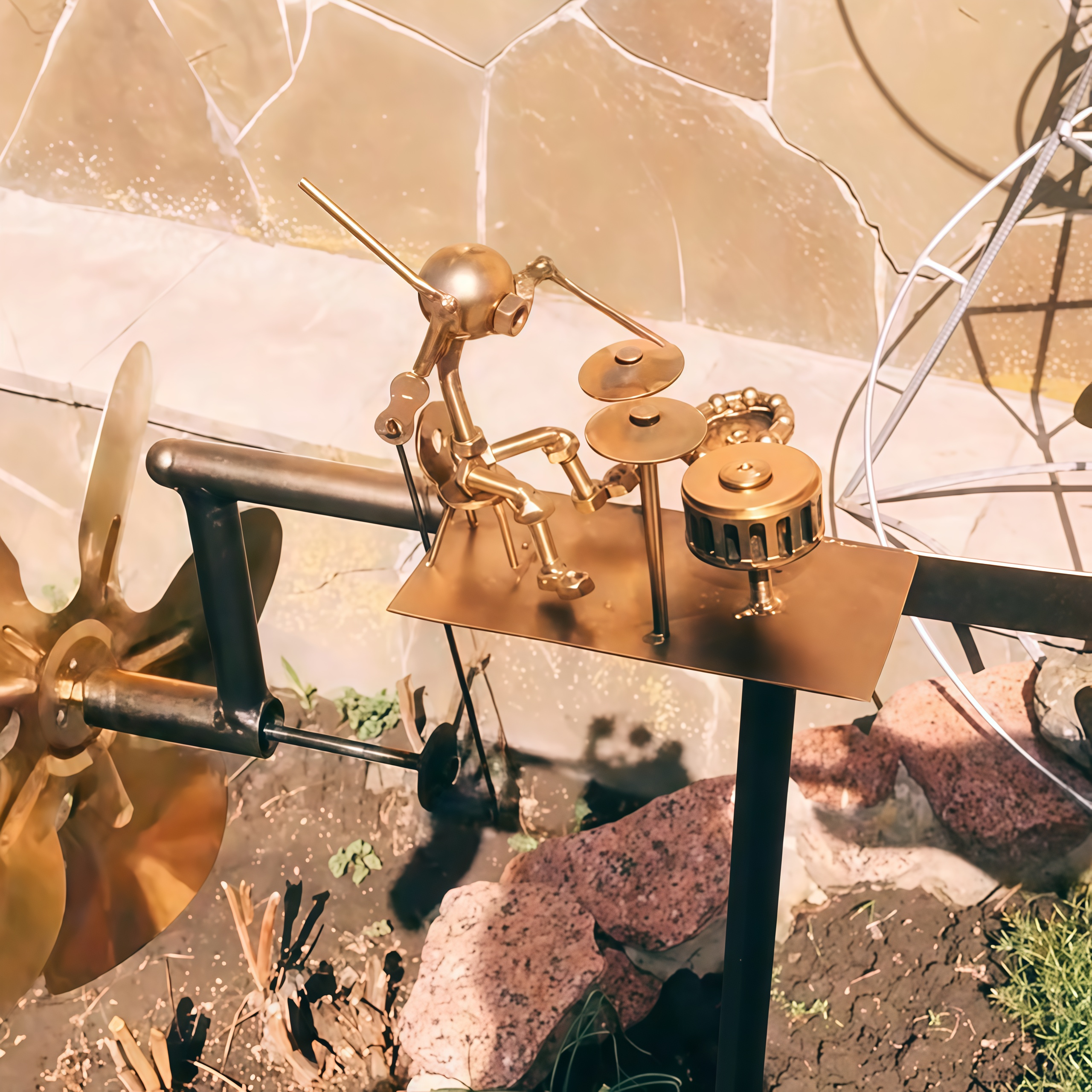 Drummer Windmill Garden Decoration