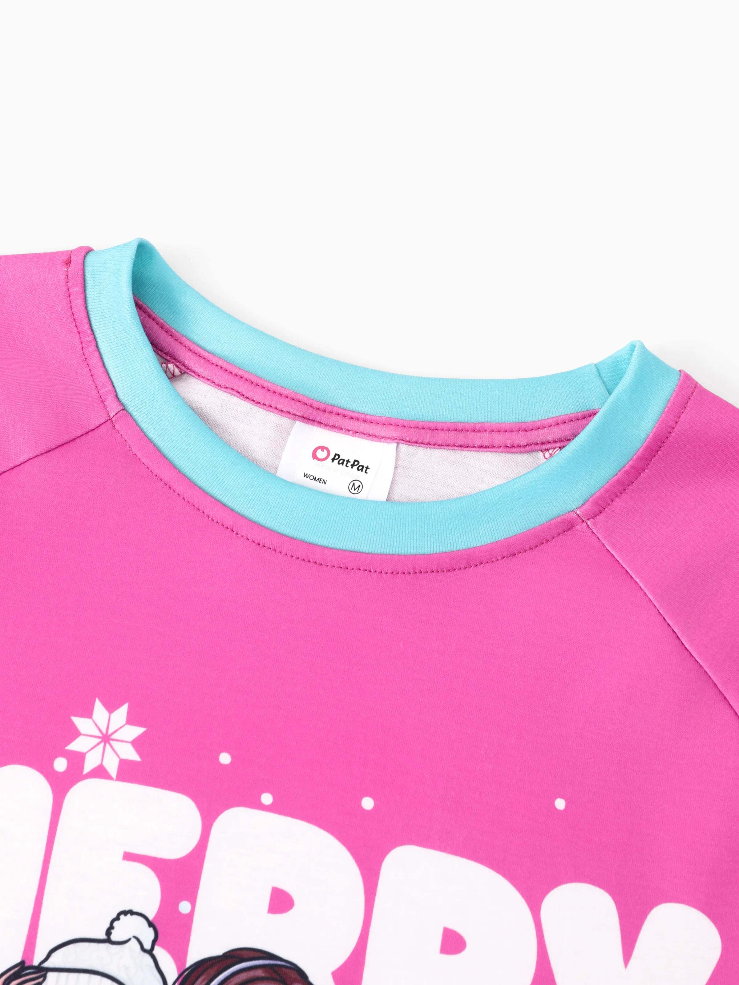 Barbie Christmas Mommy and Me Snowflake Print Pajamas Set Hot Pink