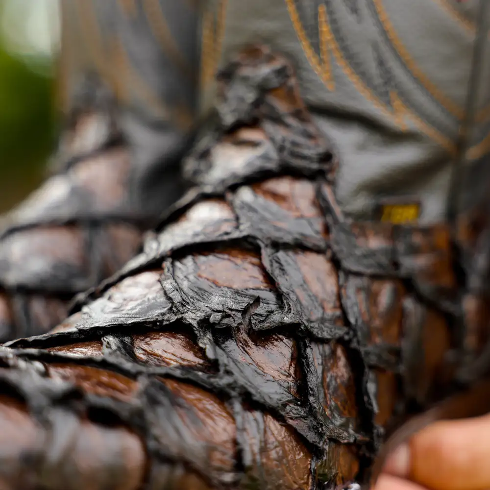 Brown Jumbo Pirarucu Leather Boots - Square Toe