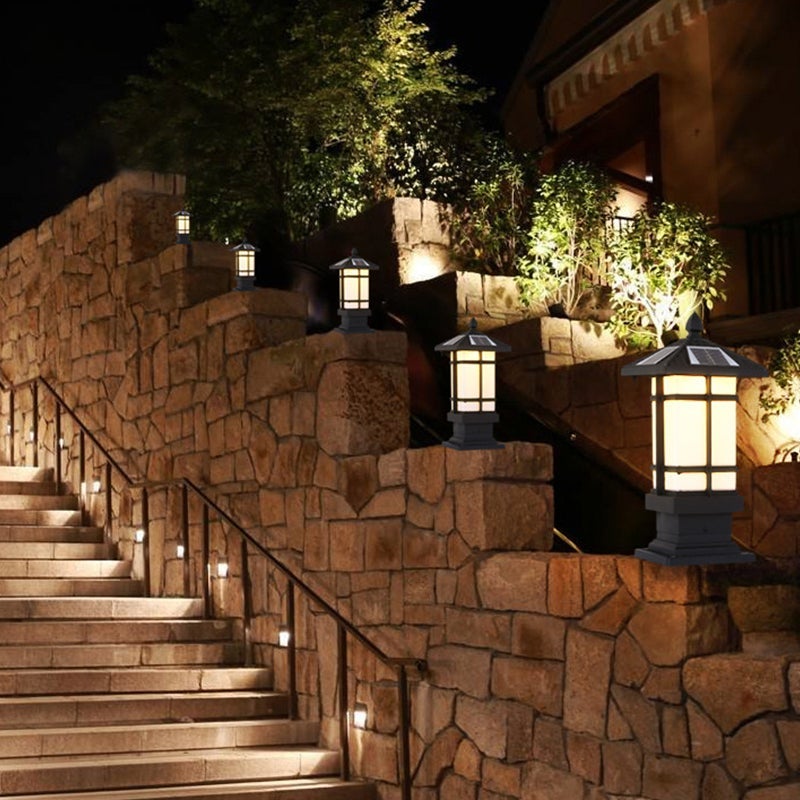 Vintage Pavilion Shape Black Retro Outdoor Light Post Lamp Pathway Lights