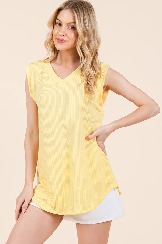 Rib Knit V-Neck Tank
