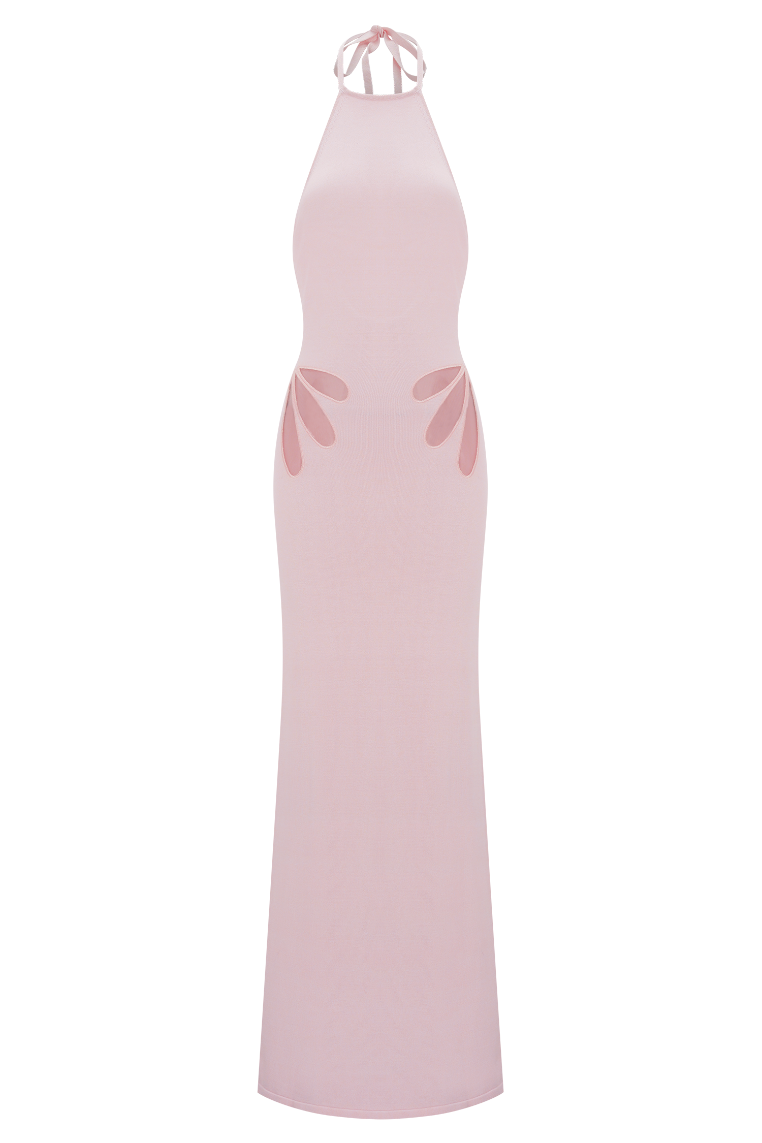 Pink Knit Halter Maxi Dress