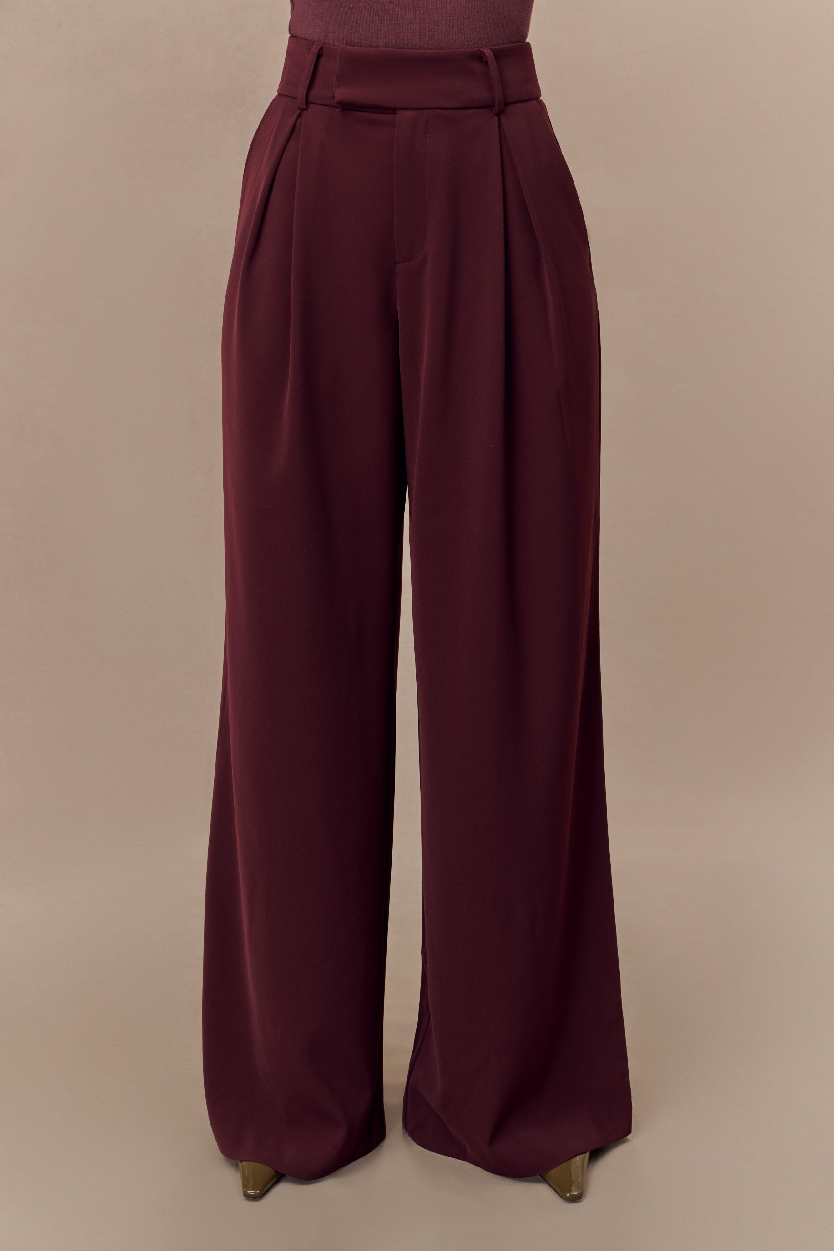 Mahogany Pleated Wide Leg Pants