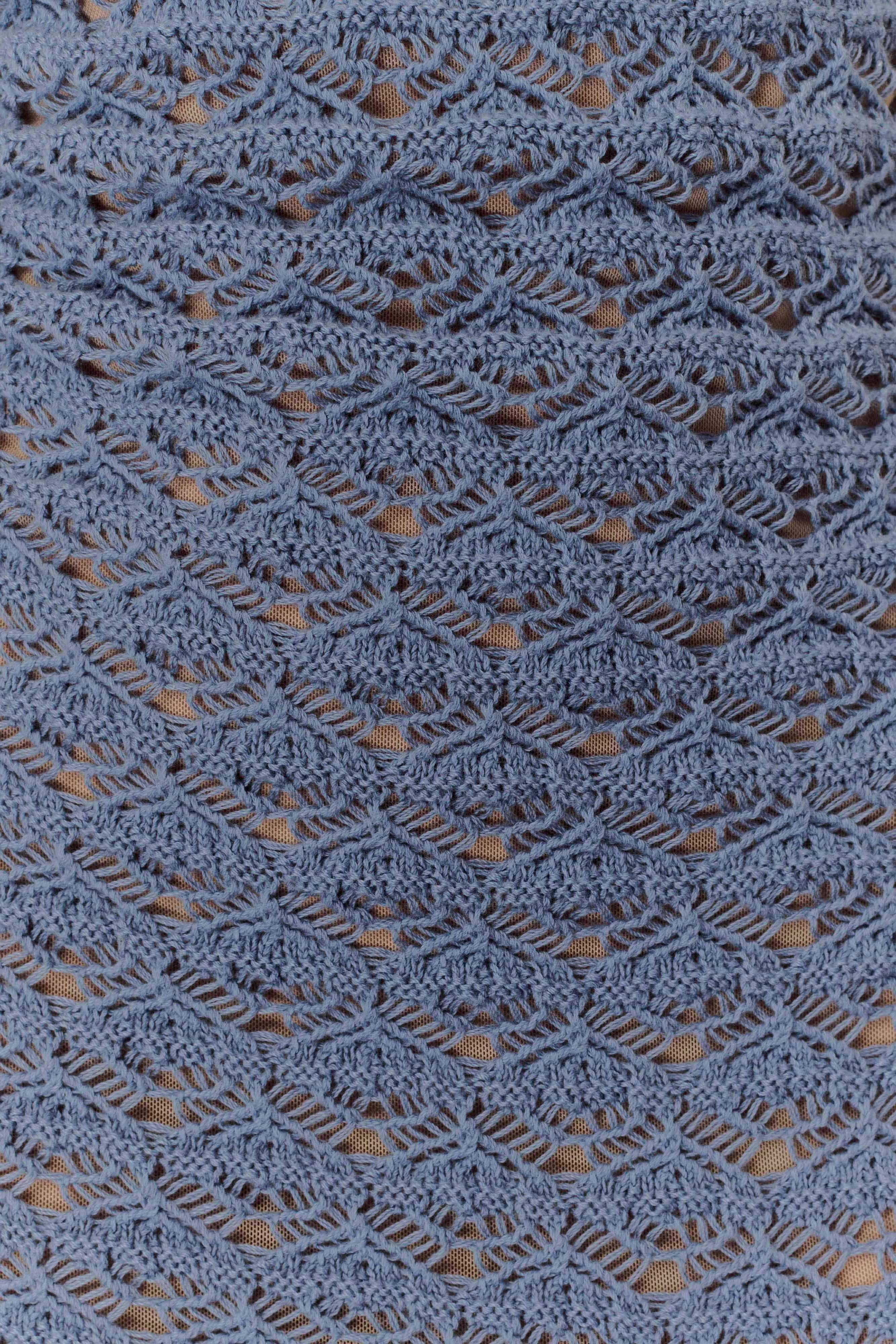 Blue Ruffle Crochet Mini Dress