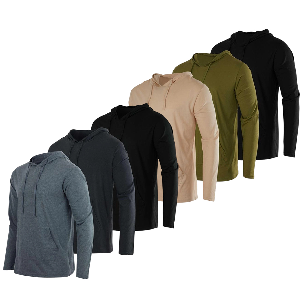 6 Pack: Men's Cotton Lightweight Casual Pullover Drawstring Hoodie With Pocket (Available In Big & Tall)