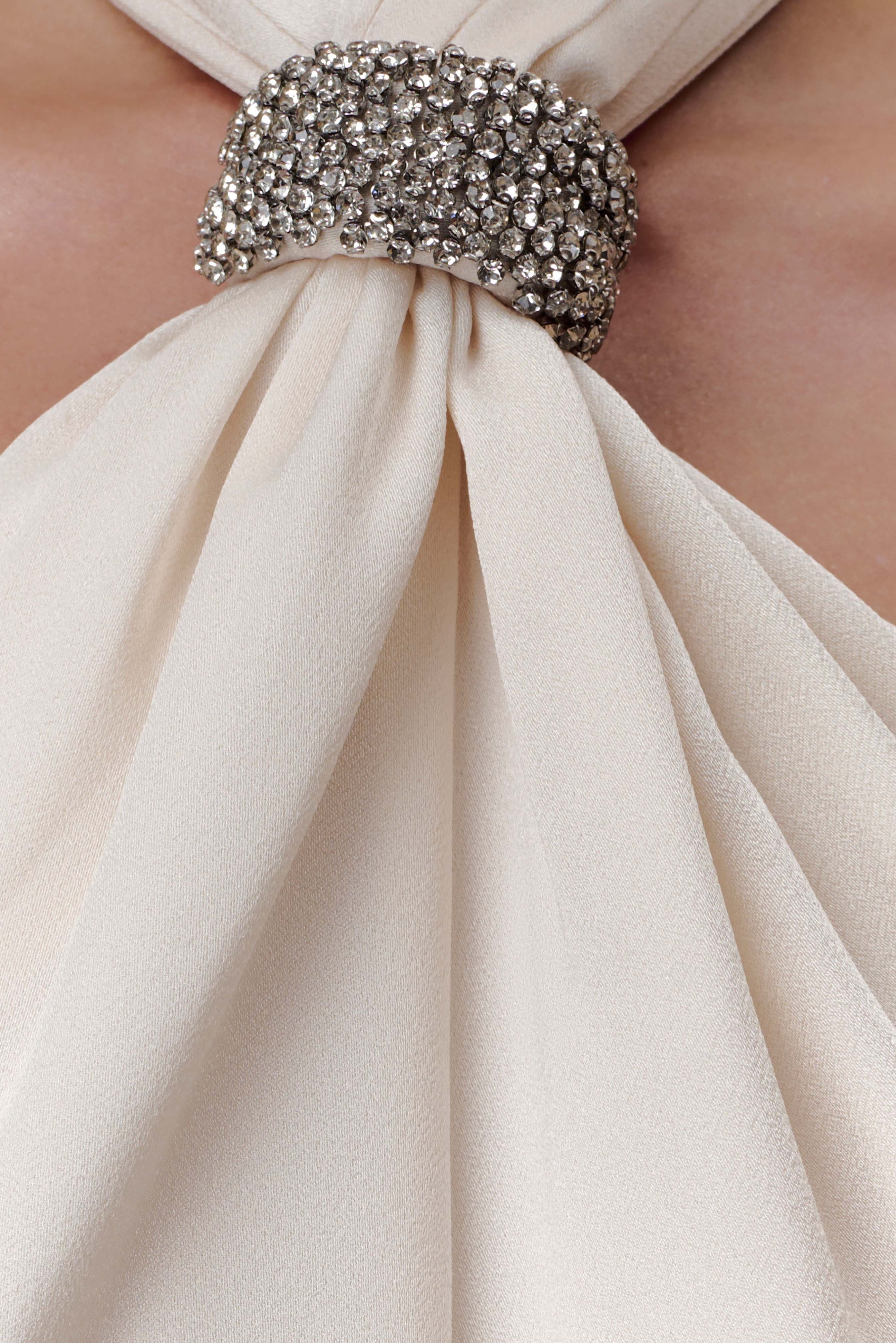 Ivory Halter Maxi Dress With Hardware