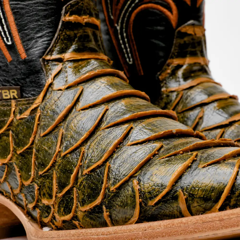 Rustic Honey Jumbo Python Leather Boots - Square Toe