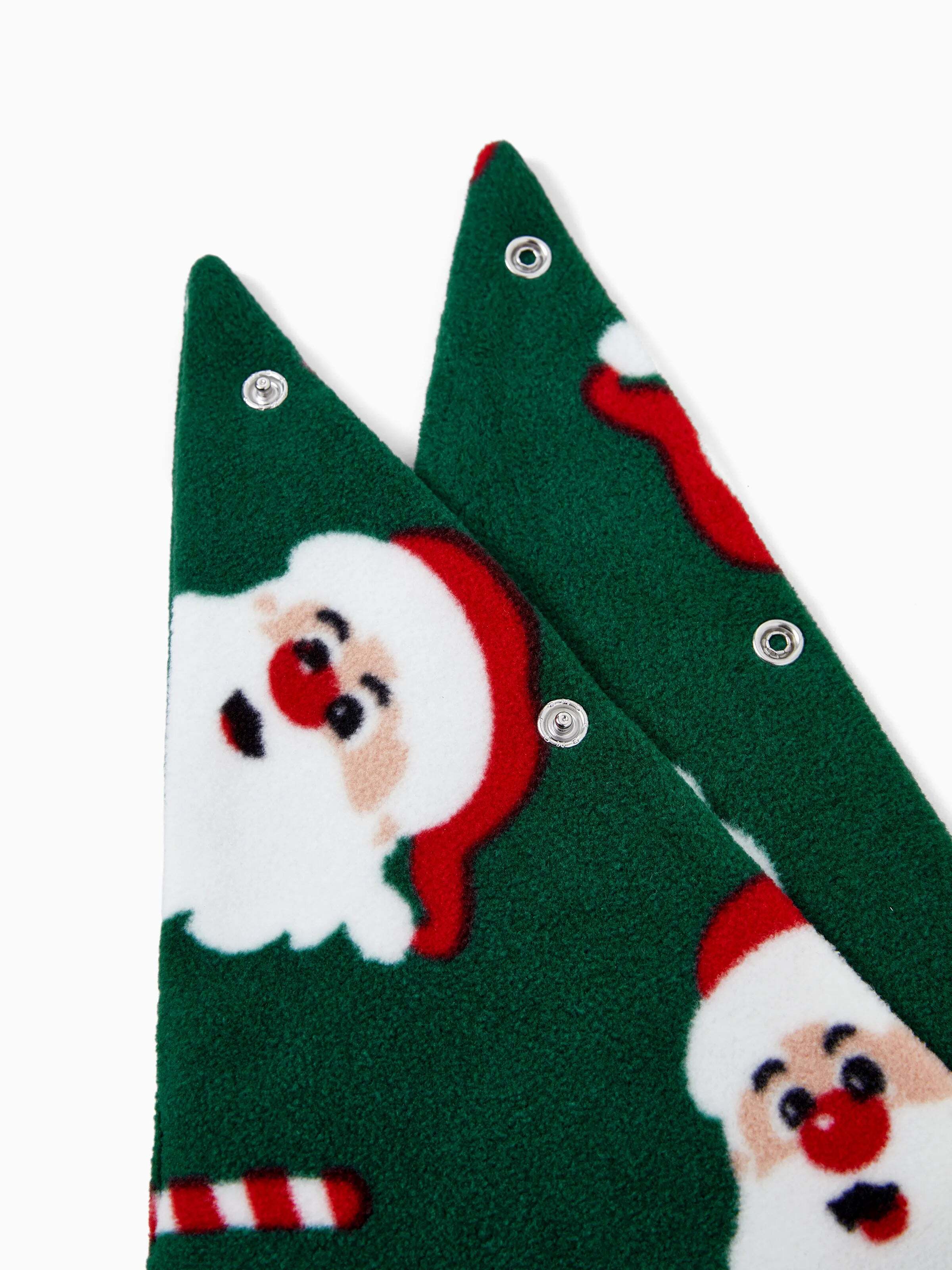 Christmas Matching Family Fleece Pajamas Set Santa Claus and Candy Cane Print PJS with Christmas Socks Dark Green