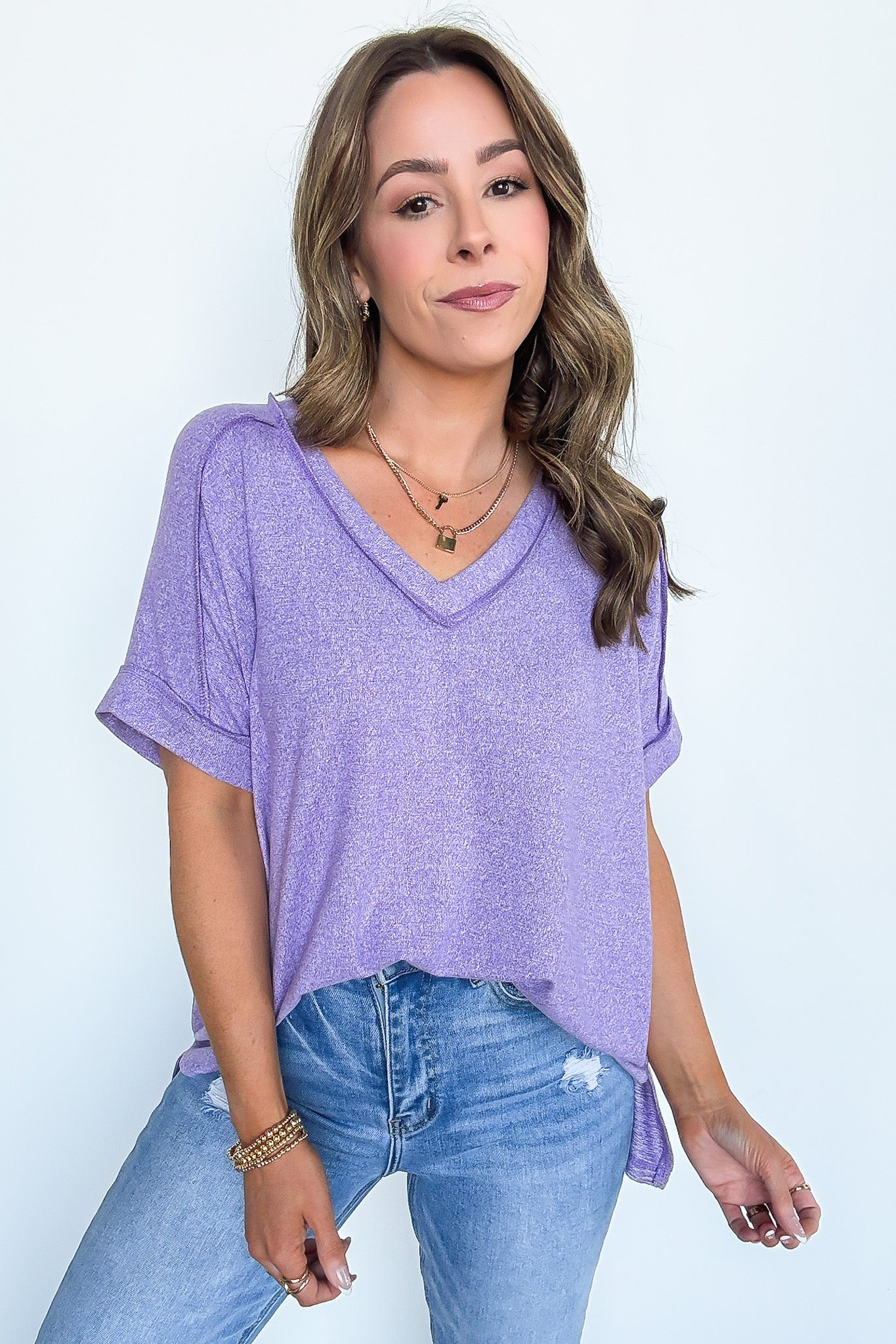 Sunday Morning V-Neck Hacci Knit Tee