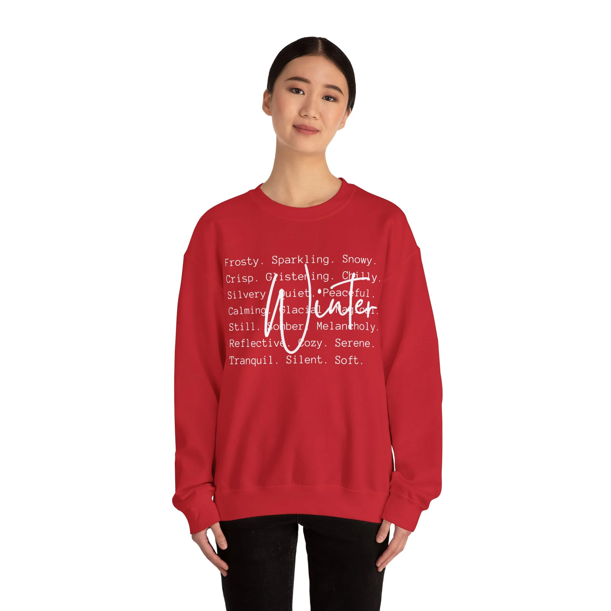 Winter White Script on Gildan Unisex Heavy Blend? Crewneck Sweatshirt