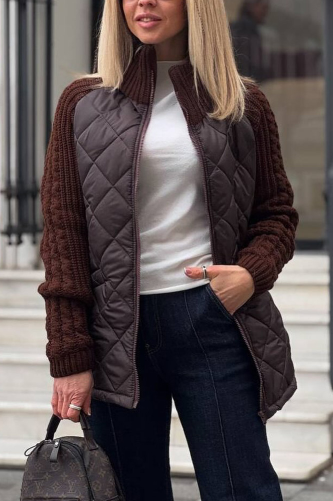 Women's Stylish Knitted Splicing Casual Jacket