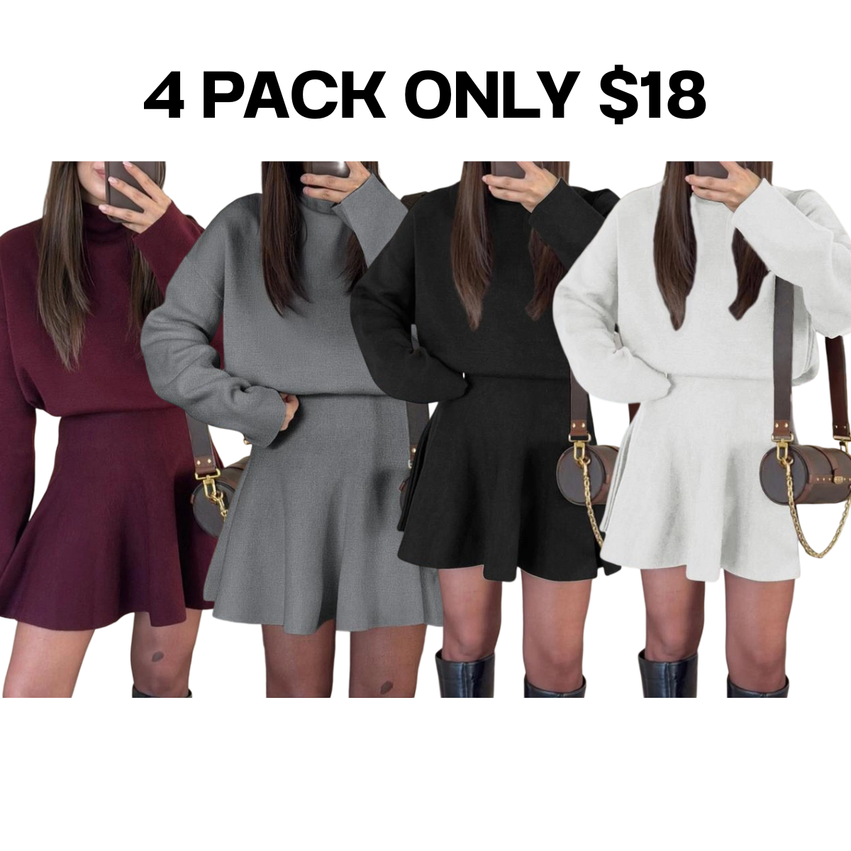 Women's Half-High Neck Knit Dress