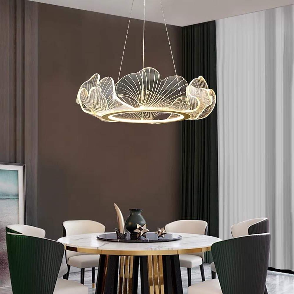 Decorous Leaf Shaped Design Office Chandelier Metal Acrylic Ceiling Light