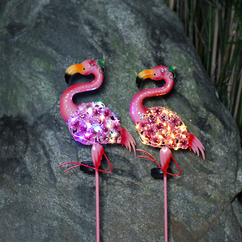 Pink Solar Flamingo Garden Ground Plug Decoration