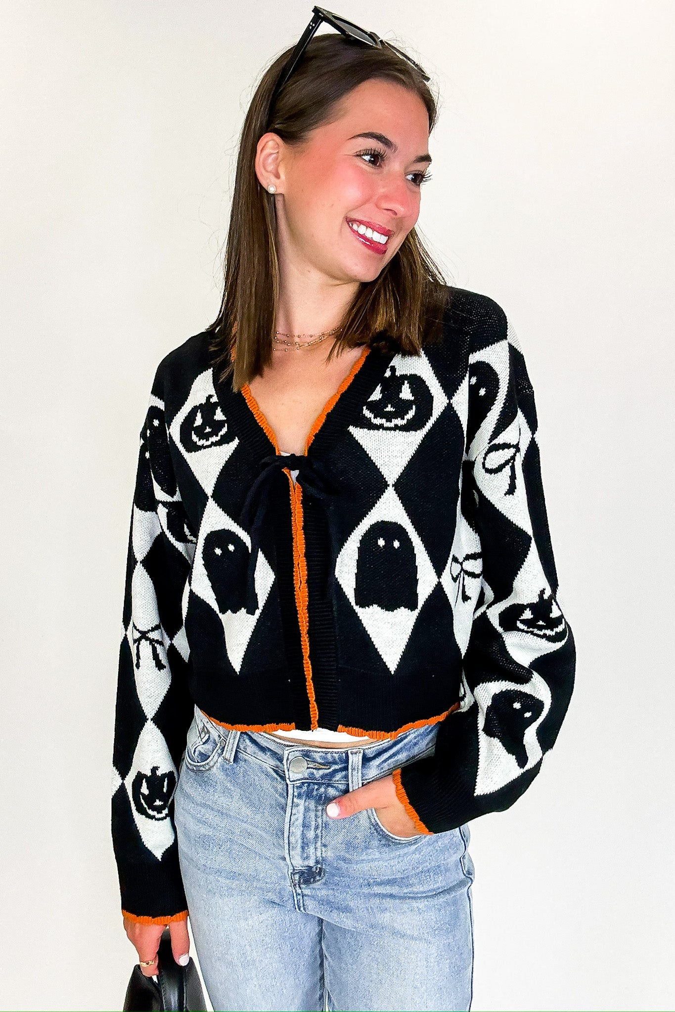 Ghoul Grid Argyle Knit Cardigan - FINAL SALE