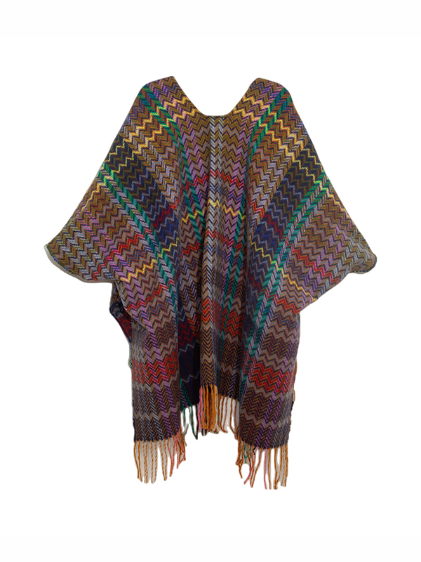 Keep Warm Split-Side Tasseled High-Low Long Sleeves Shawl&Scarf