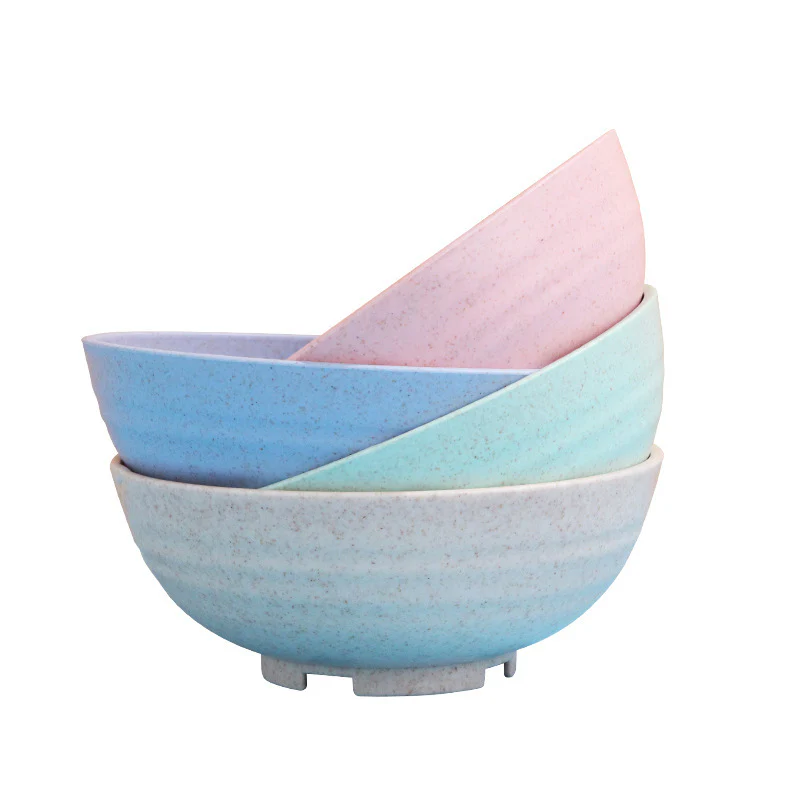 4PC Ribbed Wheat Straw Bowls