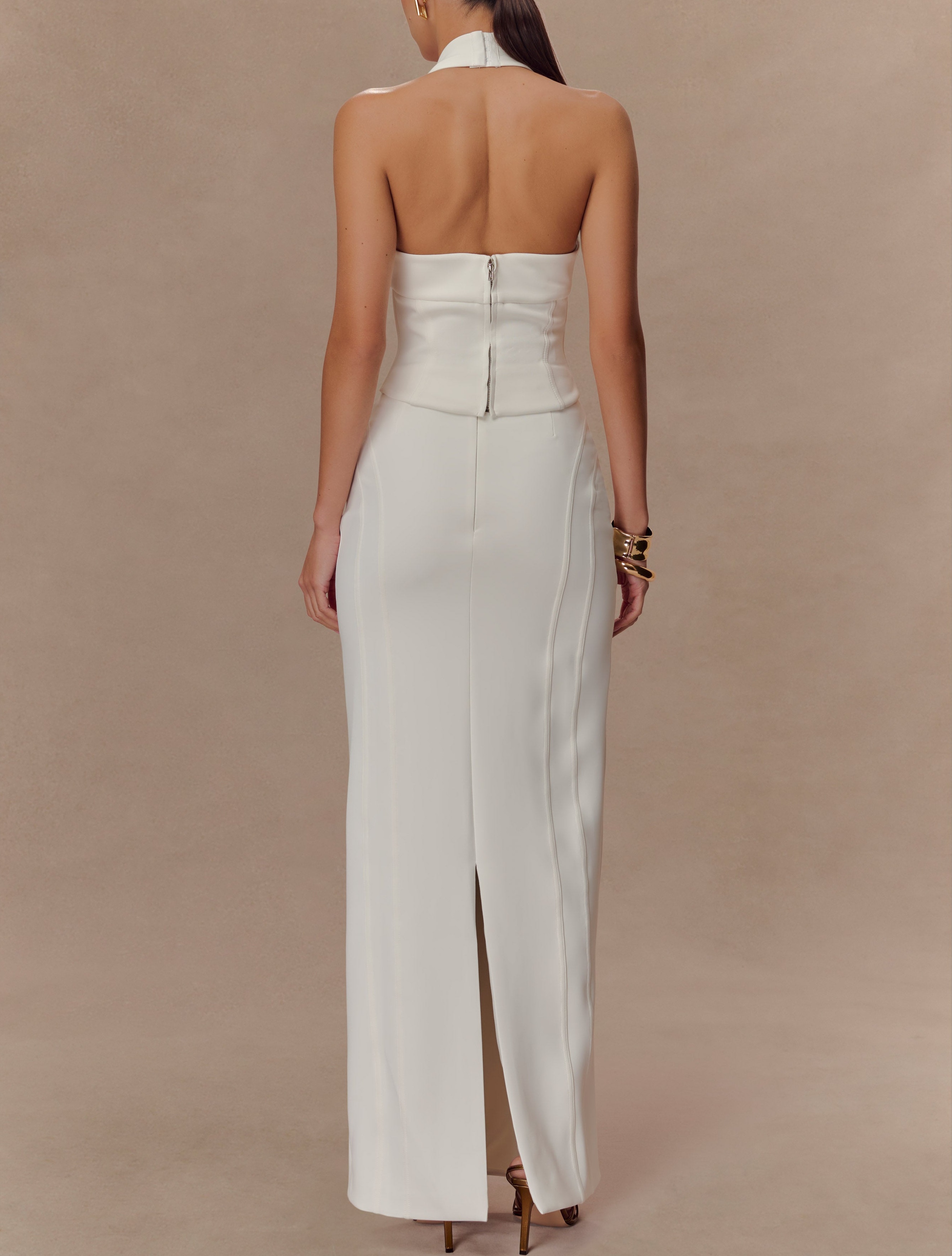 White High Waist Maxi Skirt