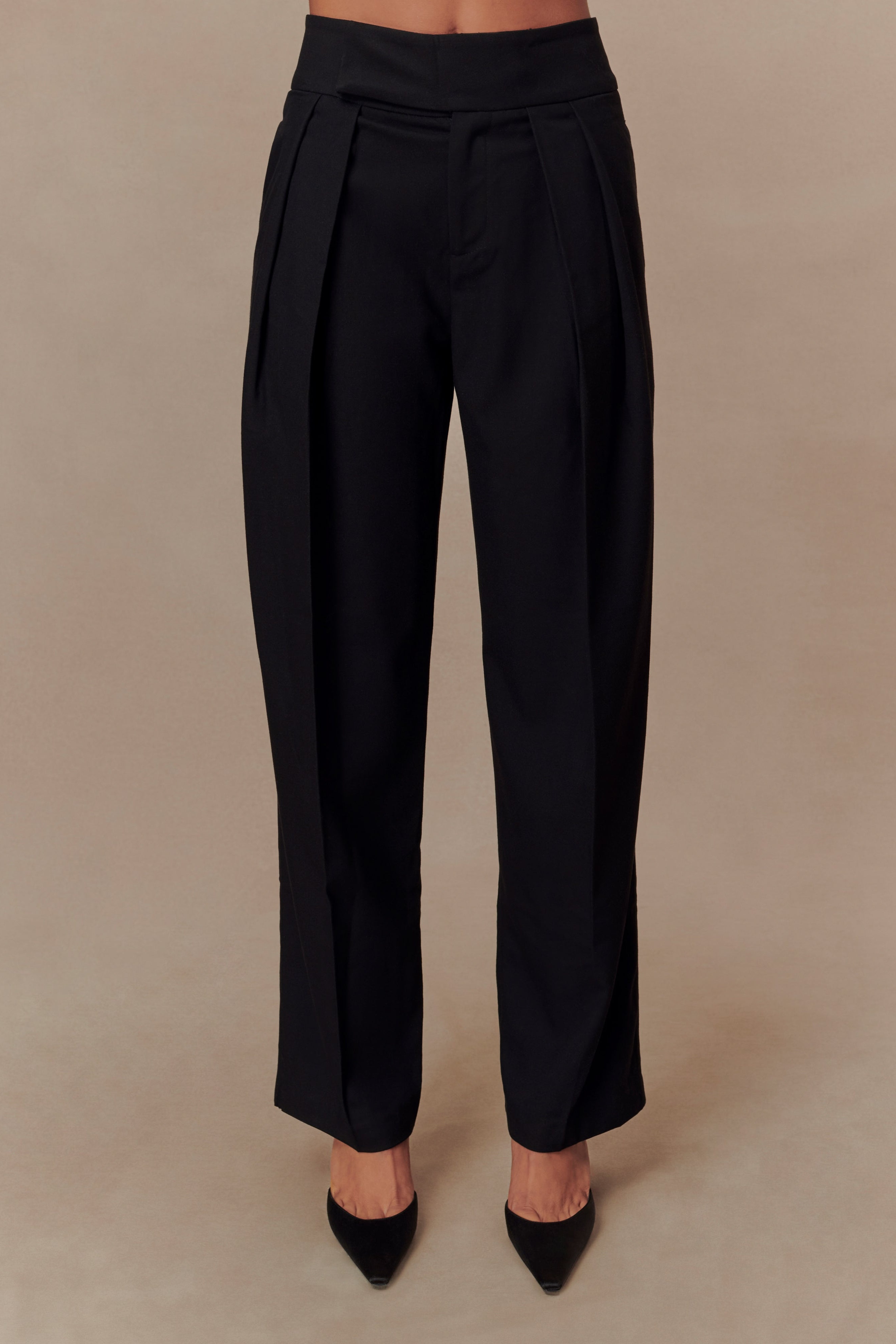 Black Pleated High Waisted Pants