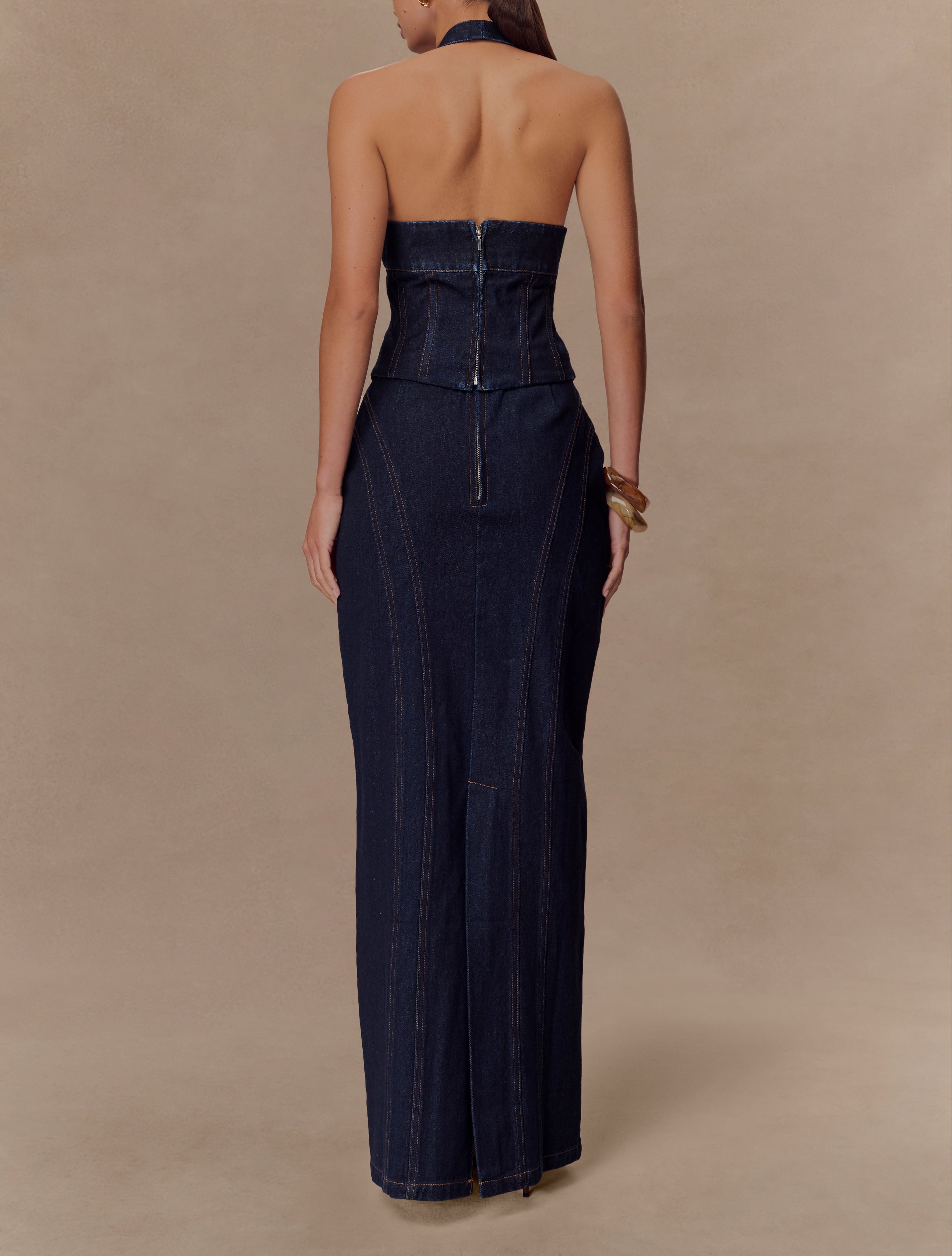 Blue Denim Maxi Skirt