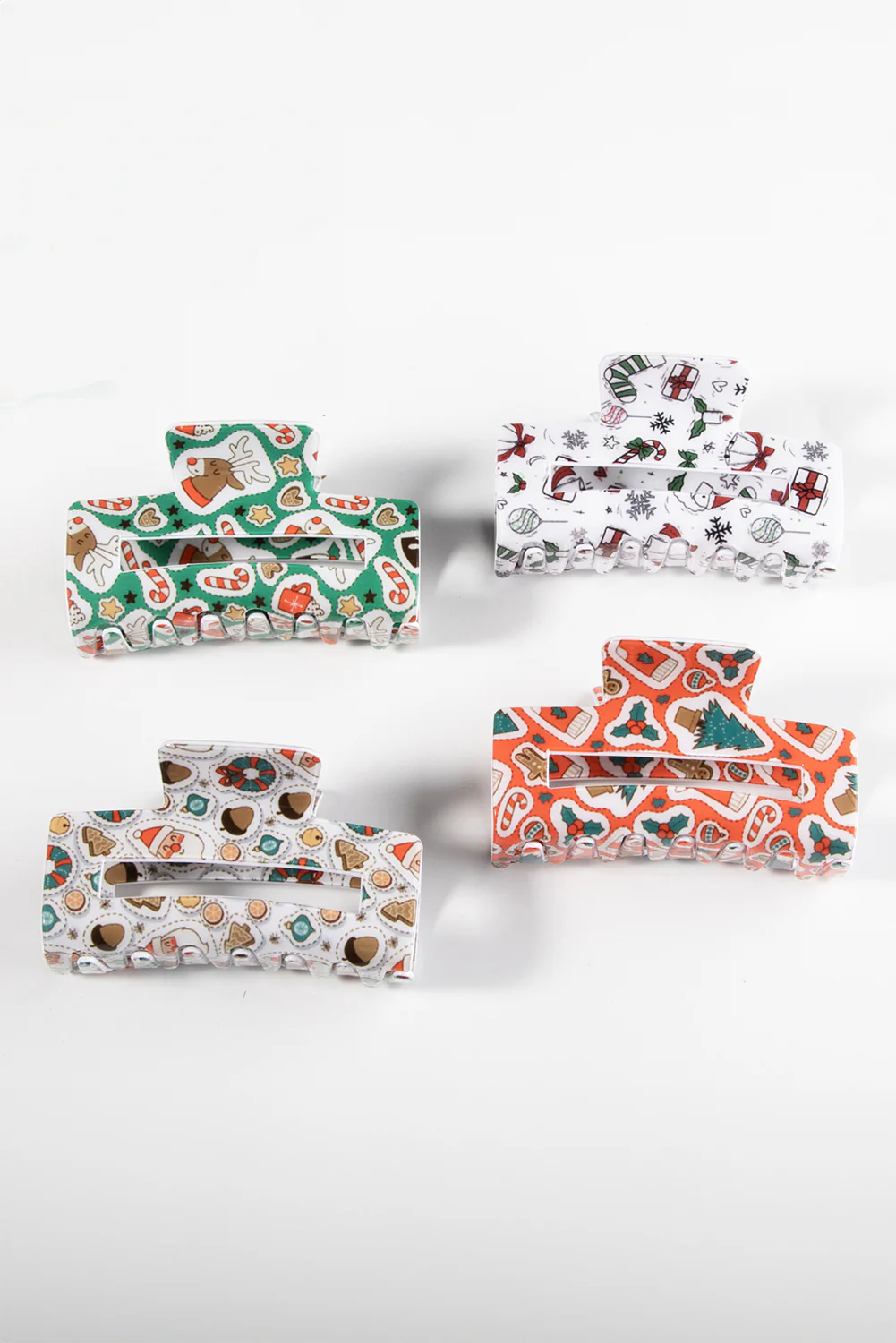 White Christmas Pattern Print Cut Out Hair Claw Clip