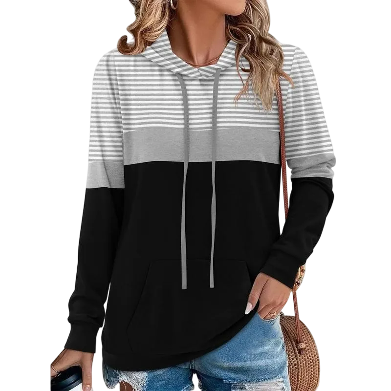 Womens Hooded Button Collar Drawstring Hoodies Pullover Sweatshirts