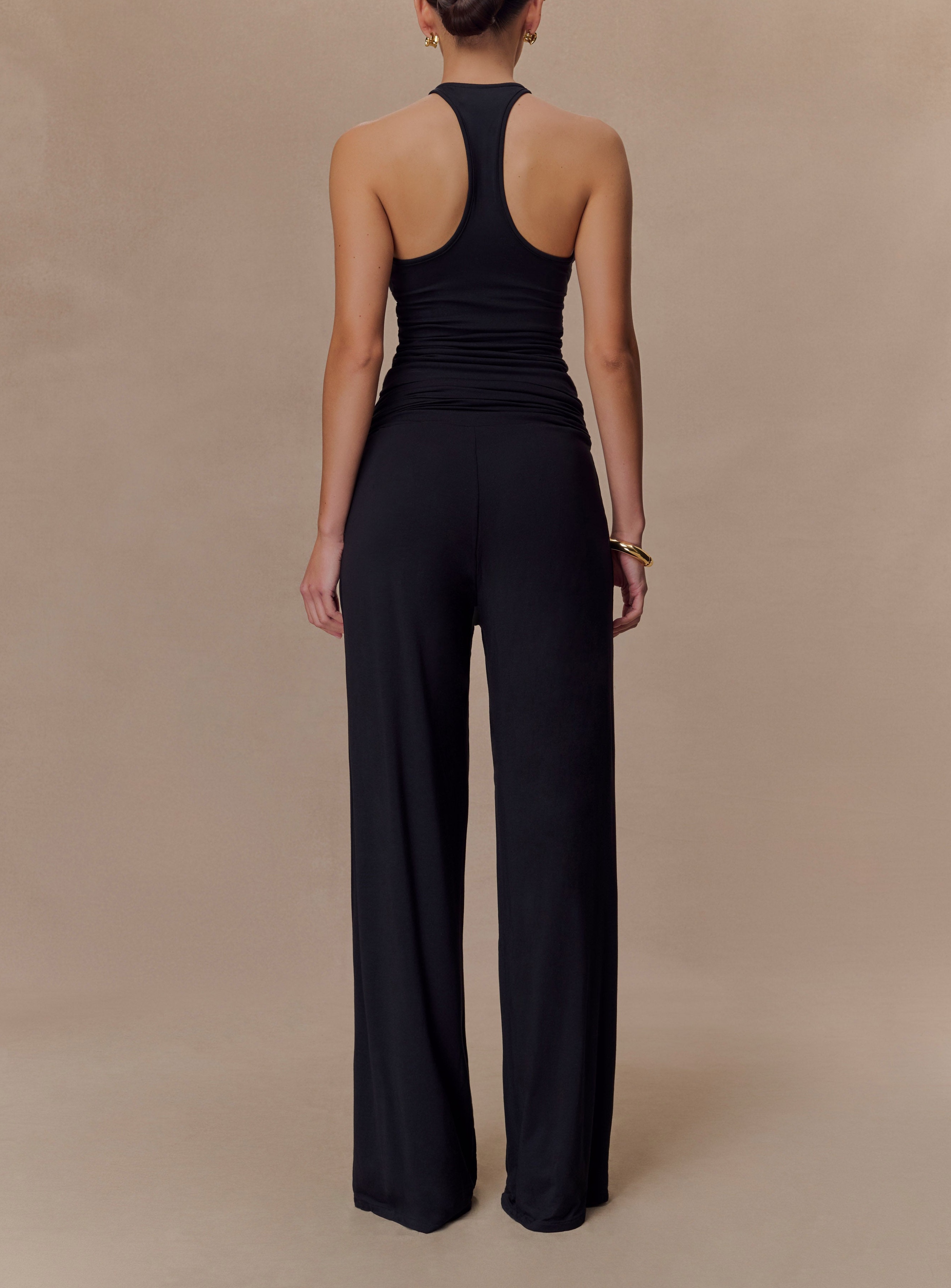 Black Modal Straight Leg Pant