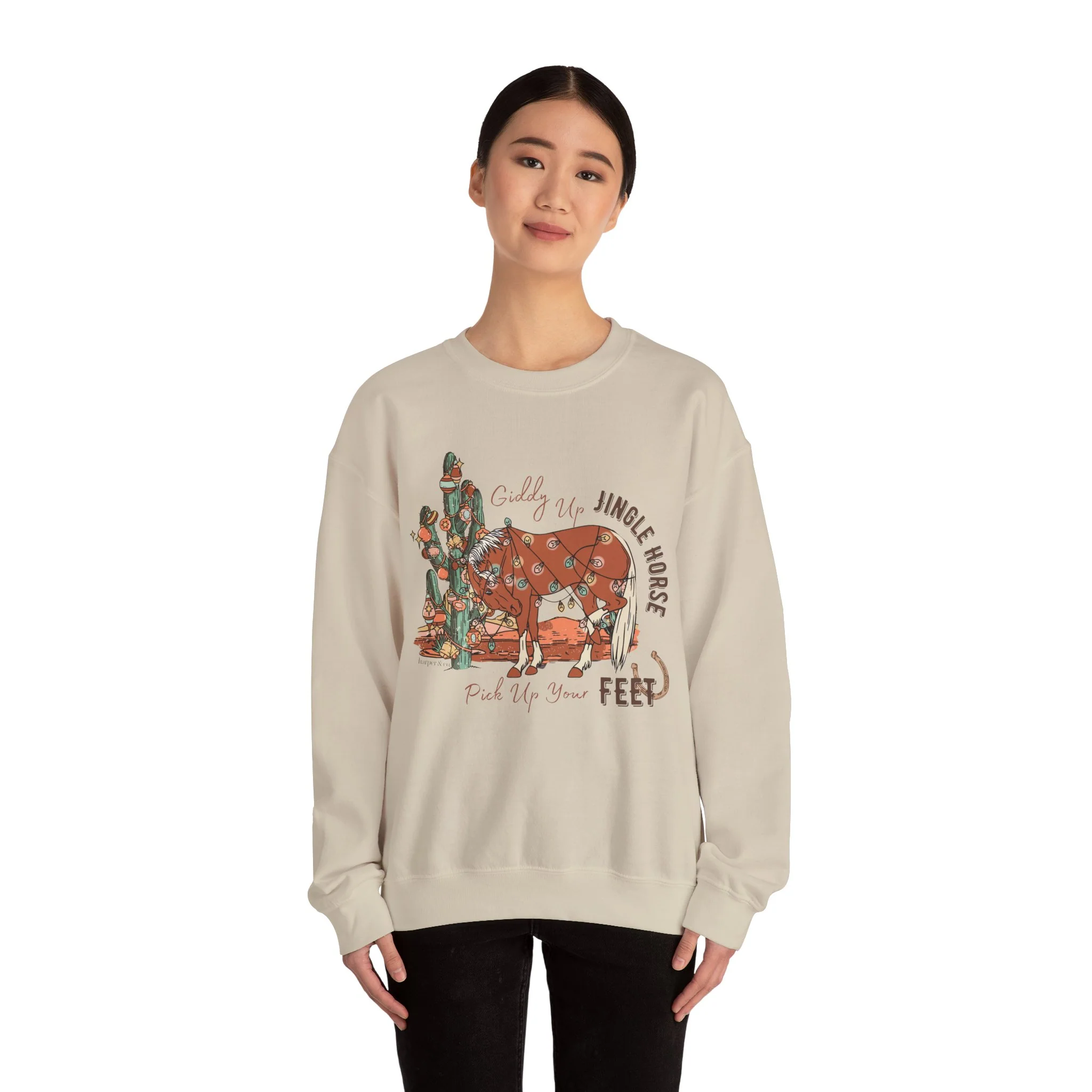 Giddy Up Jingle Horse Unisex Heavy Blend? Crewneck Sweatshirt Full Size