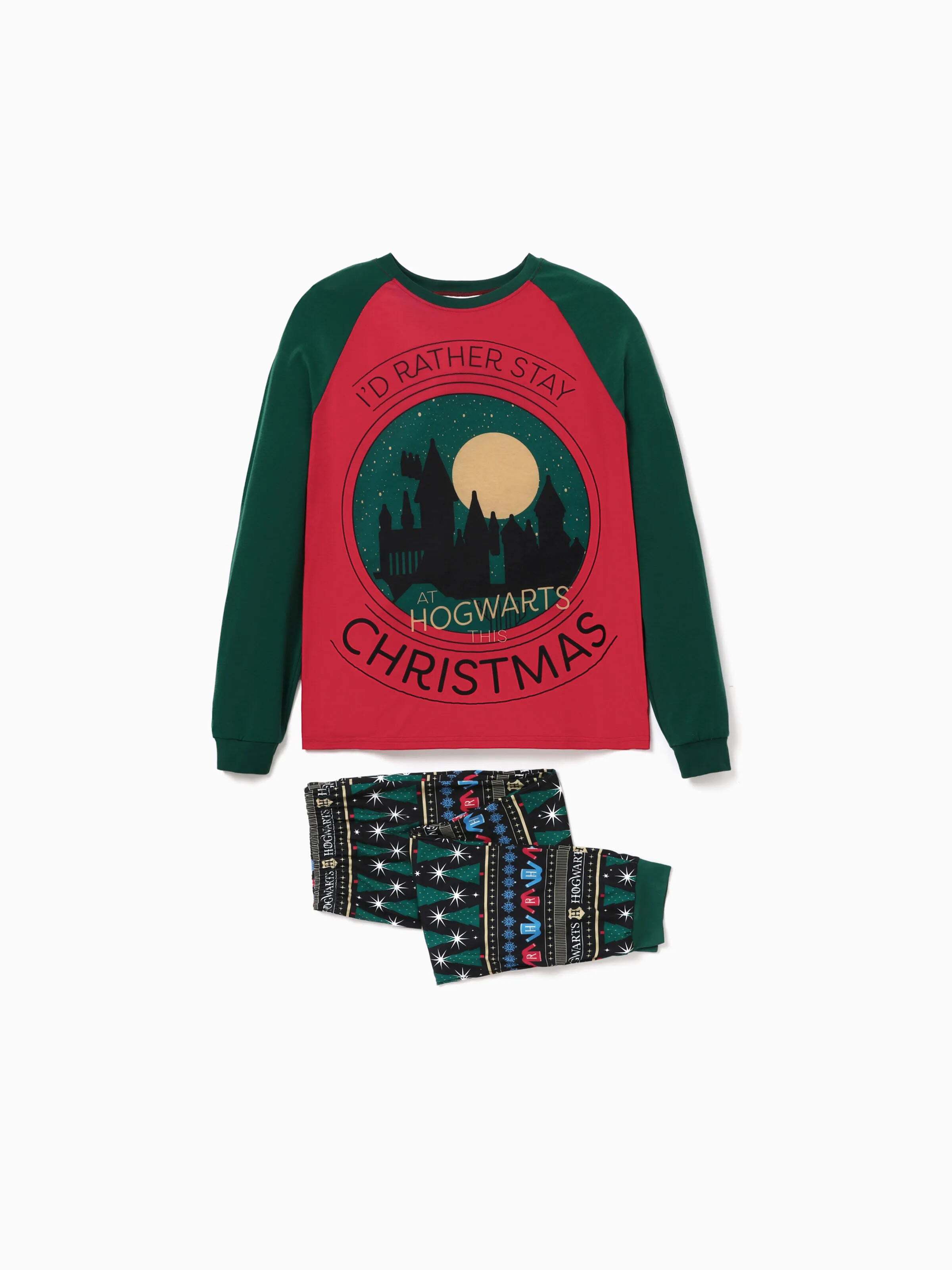Family Matching Christmas Hogwarts Graphic Pajamas Sets with Christmas Socks