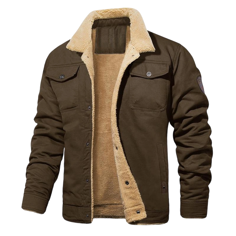 Men's Sherpa Lined Winter Trucker Jacket Warm Multi Pocket Casual Jacket