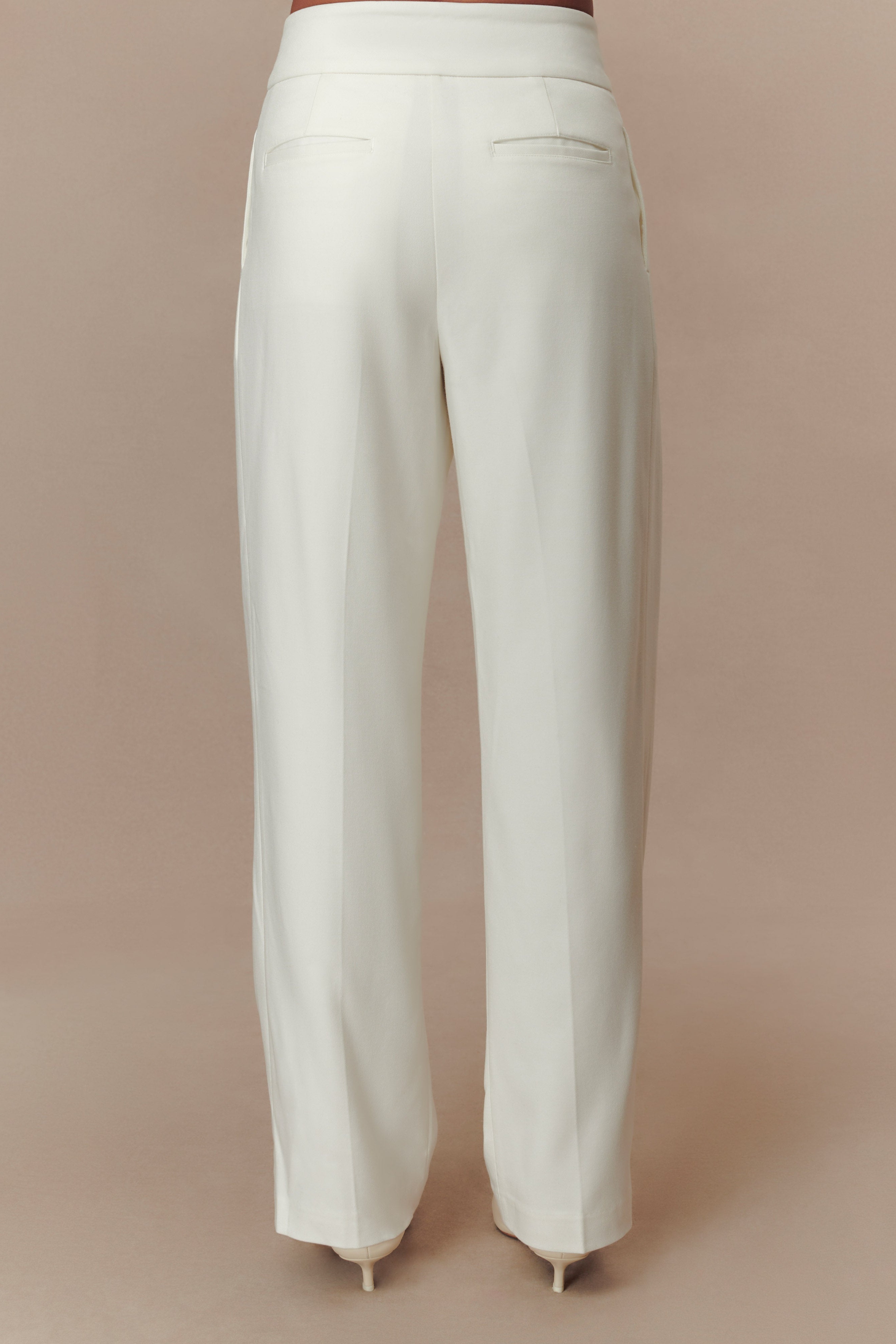 Ivory Pleated High Waisted Pants