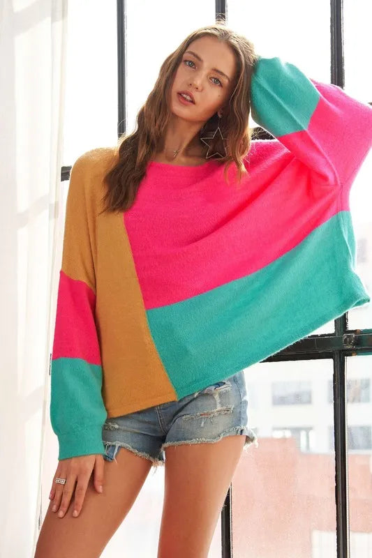 Loose Fit Colorblock Sweater
