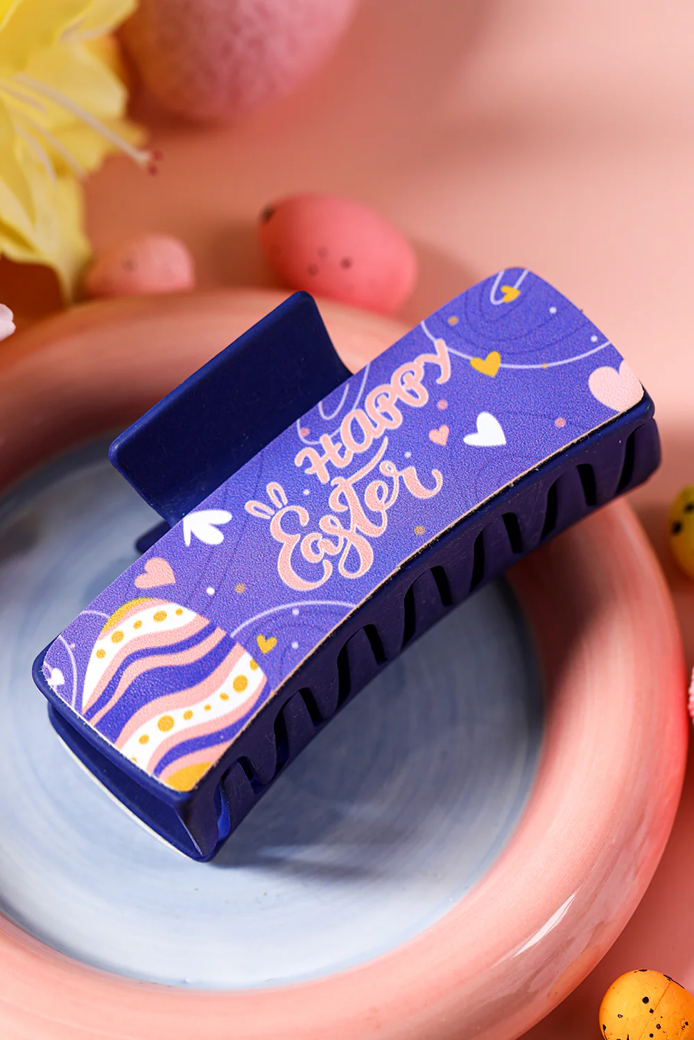 Lilac Happy Easter Print Large Hair Claw Clip