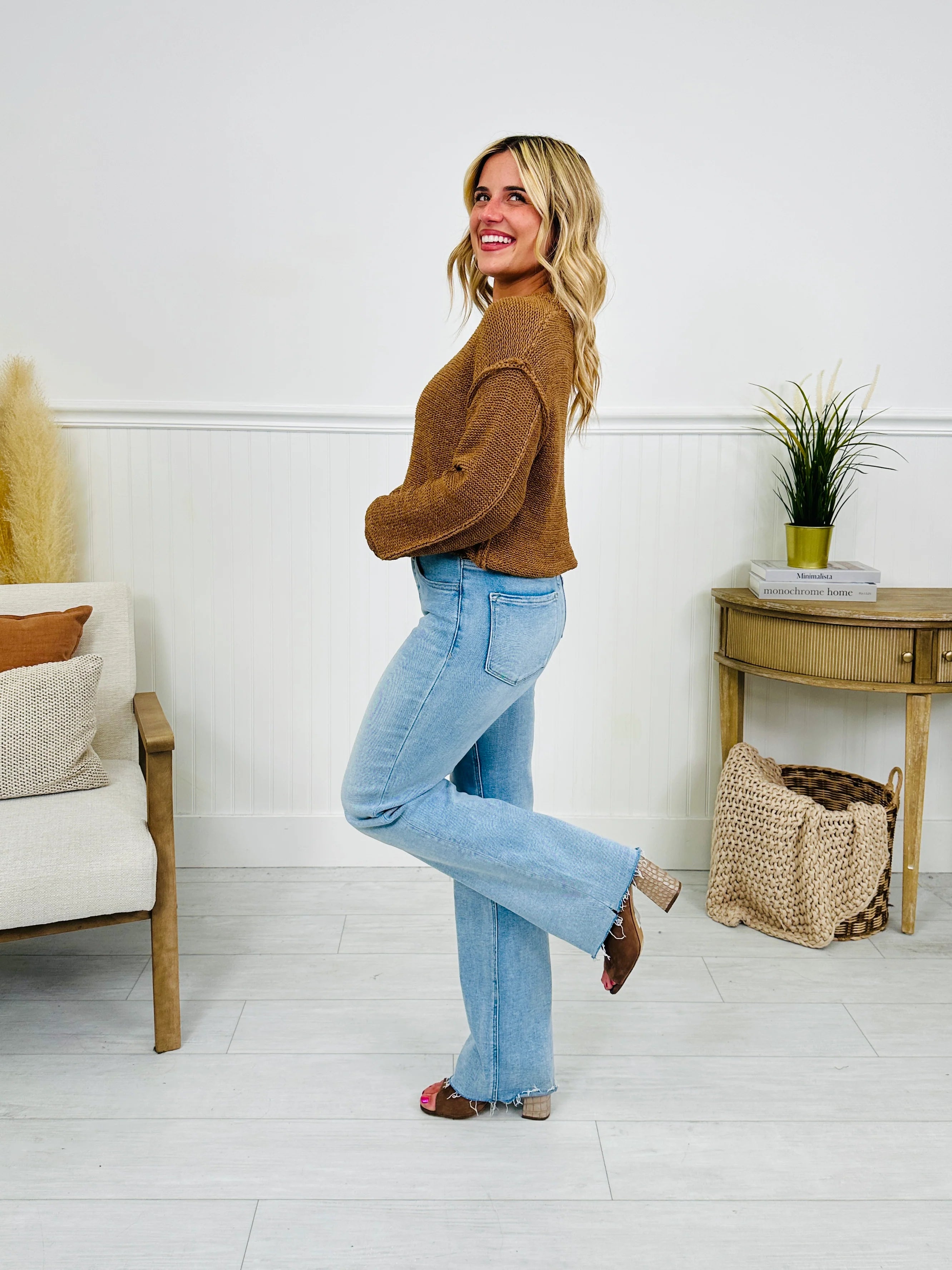 Feeling Brand New Slim Wide Leg Tummy Control Jeans