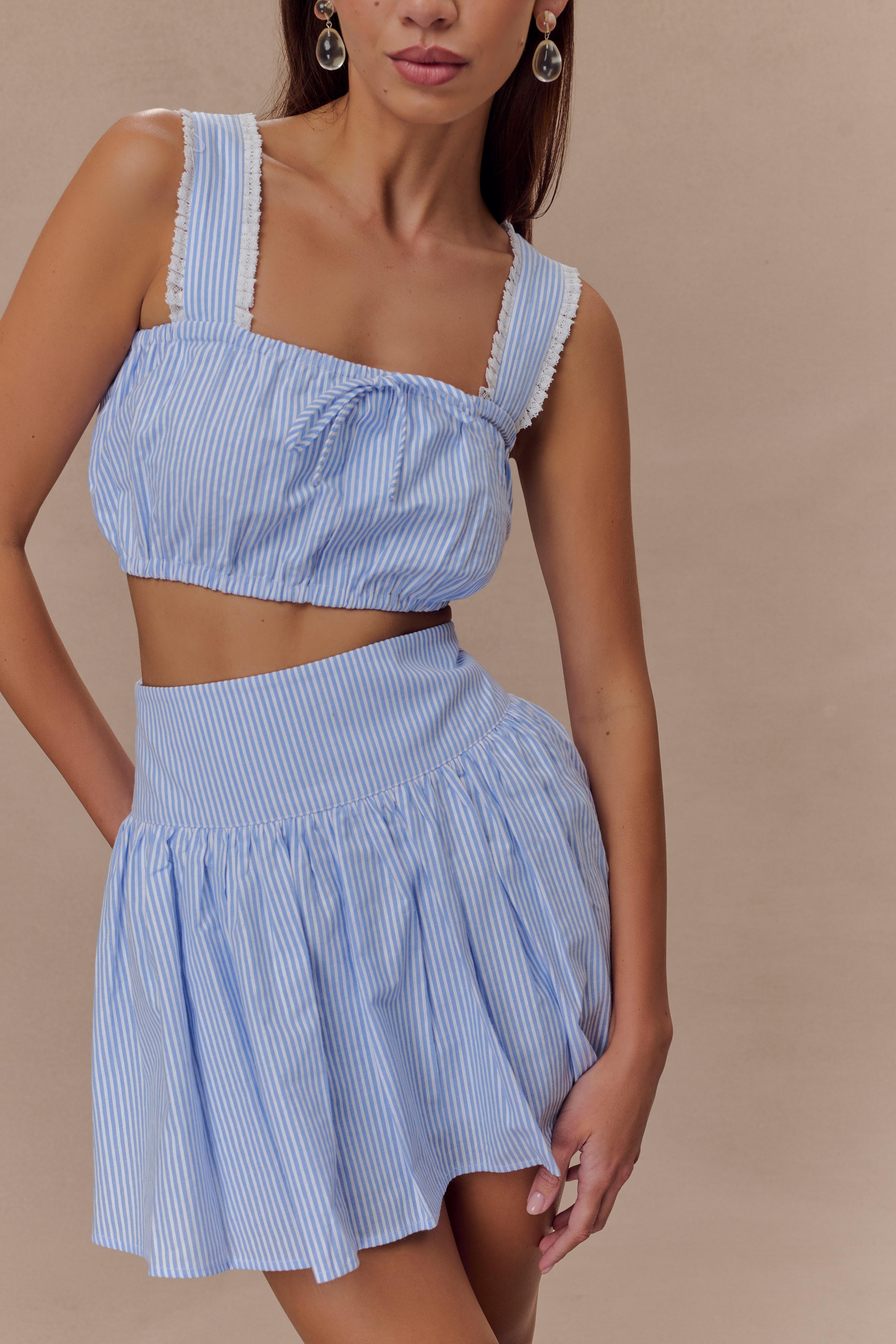 Pinstripe Sleeveless Crop Top