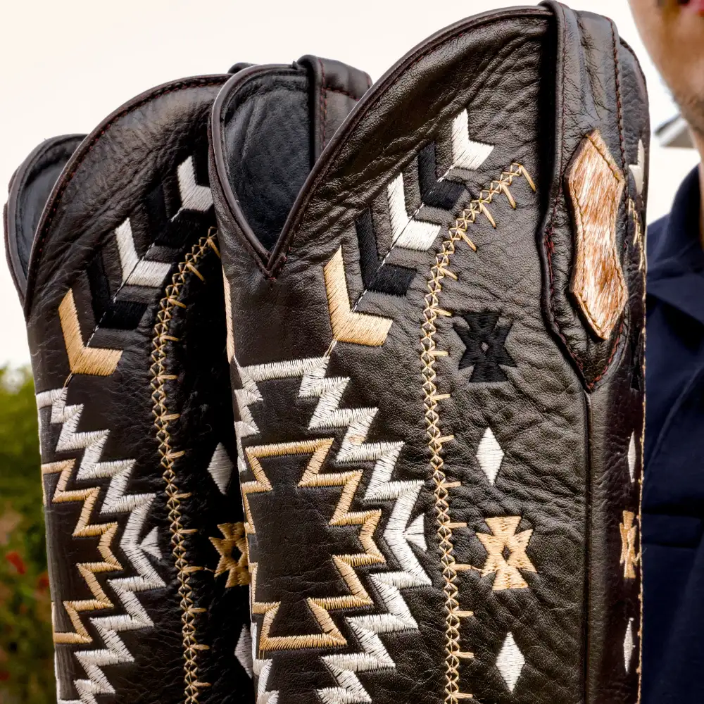 Genuine Brown Cowhide Leather Boots - Square Toe