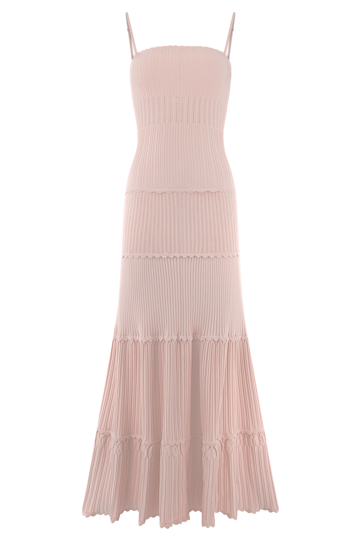 Pink Pointelle Knit Maxi Dress