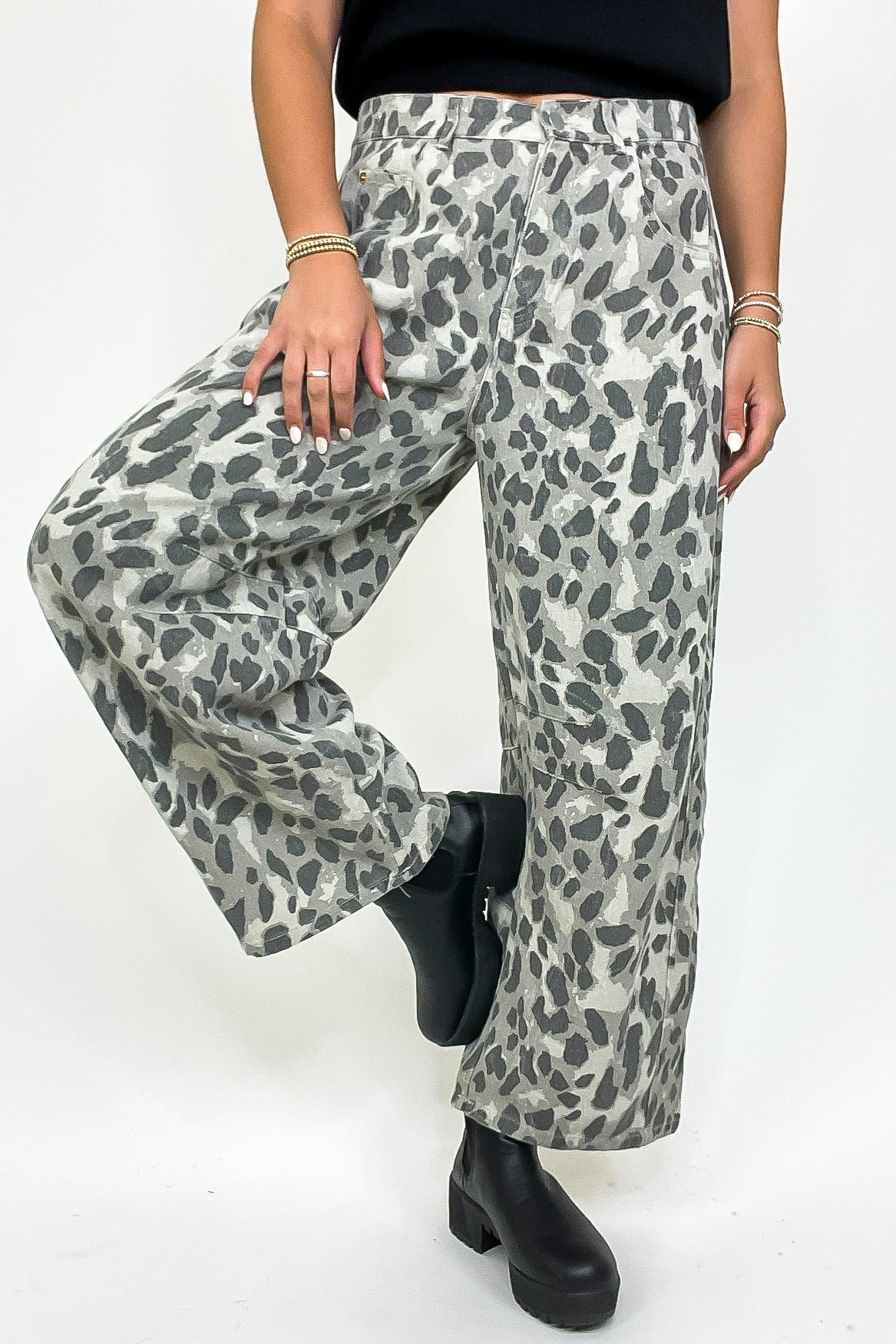 Bold Safari Barrel Wide Leg Animal Print Pants