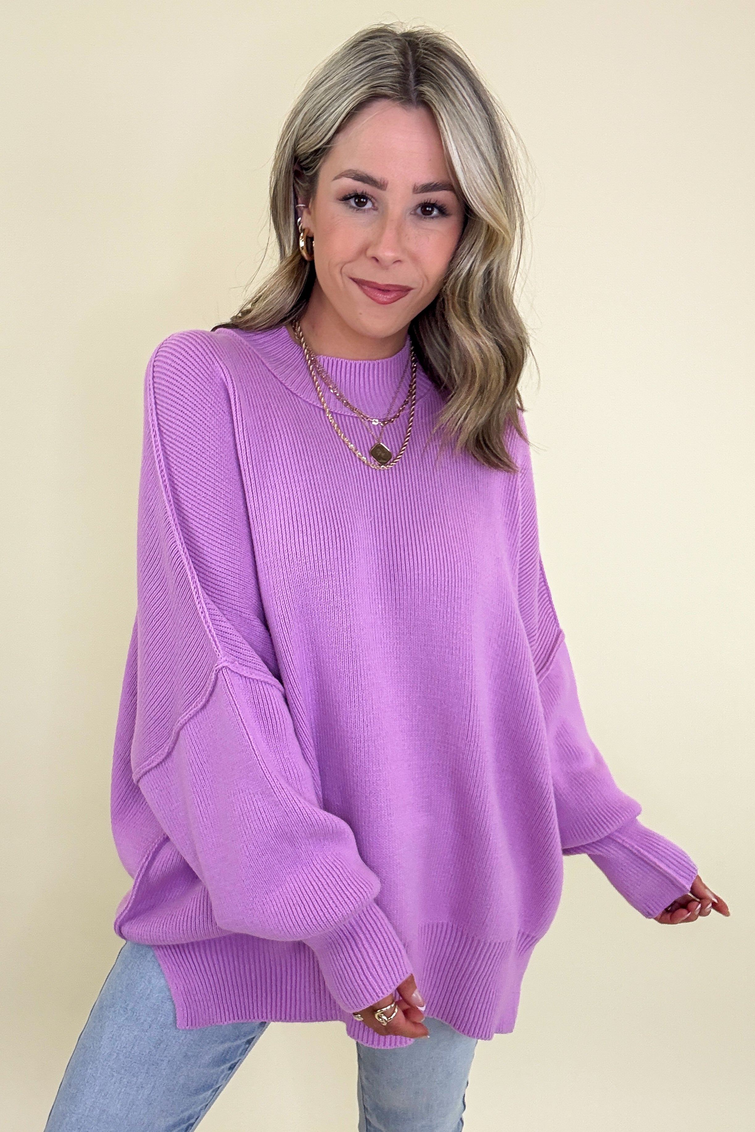 Simple Street Side Slit Oversized Sweater - BACK IN STOCK