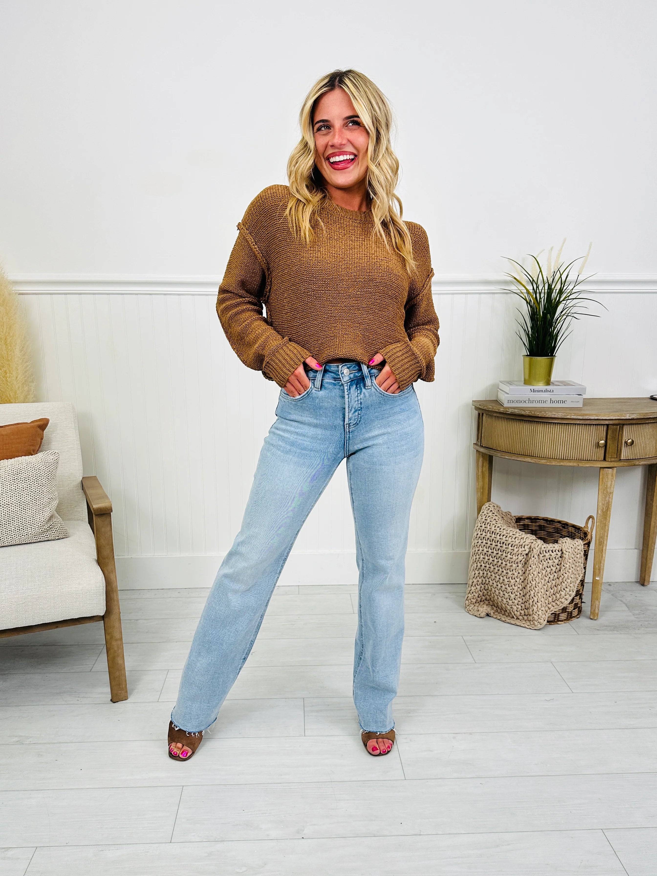 Feeling Brand New Slim Wide Leg Tummy Control Jeans