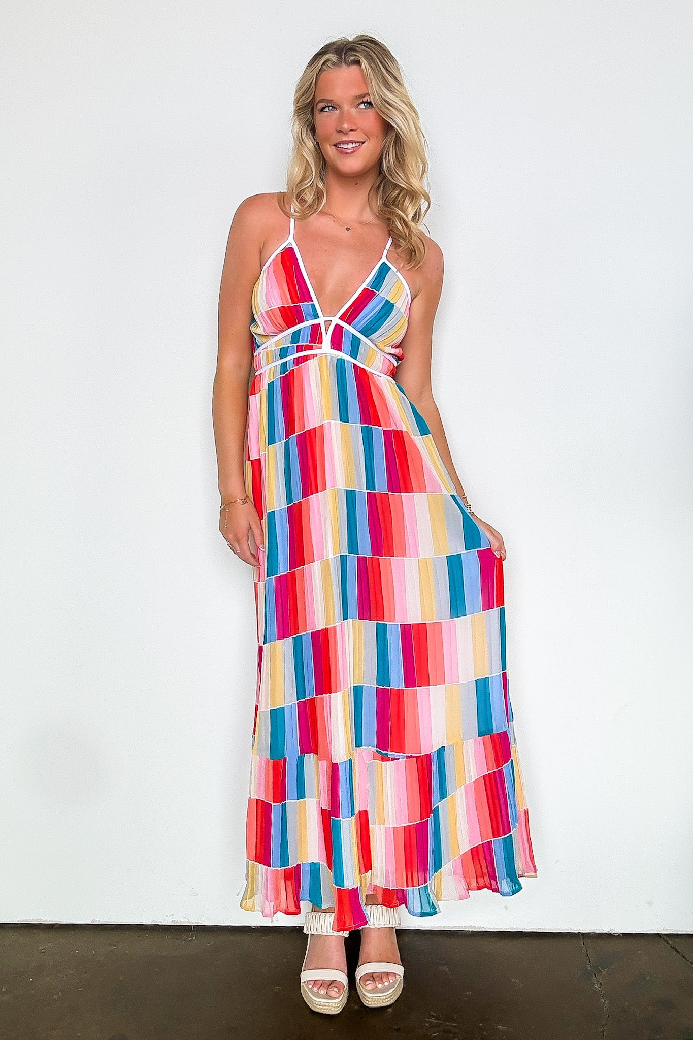 Rainbow Summer Multi Color Maxi Dress