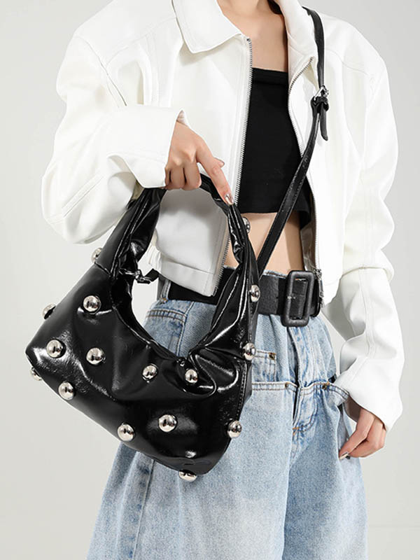 Geometric Rivet Shoulder Bags Handbags