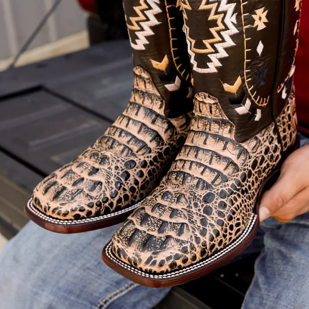 Orix Caiman Neck Leather Boots - Square Toe
