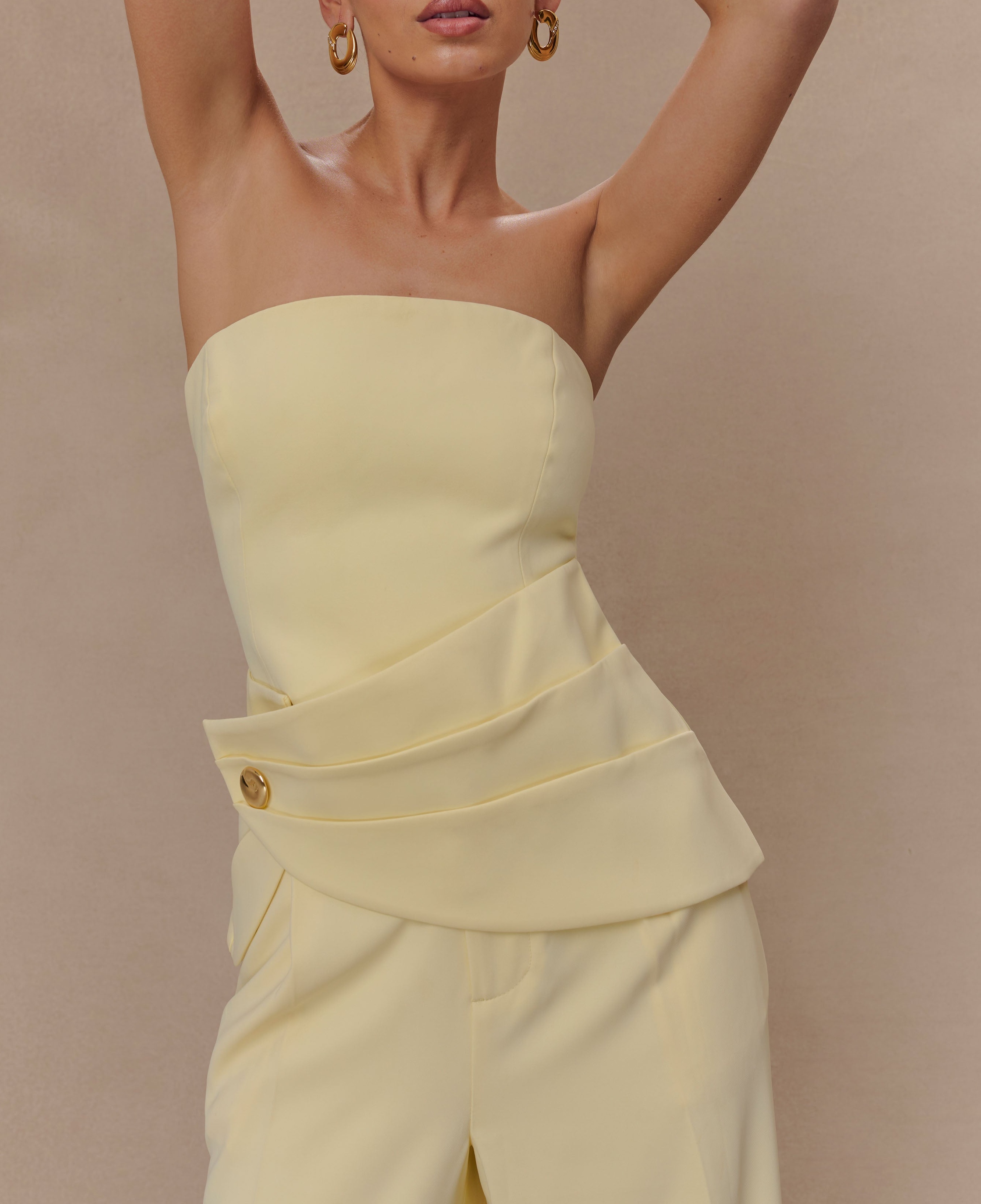 Cream Strapless Suiting Top