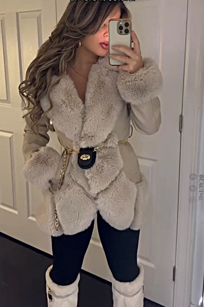 Women's fashion fur patchwork jacket