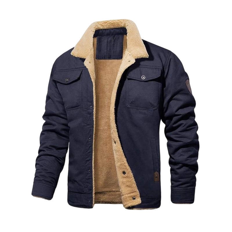 Men's Sherpa Lined Winter Trucker Jacket Warm Multi Pocket Casual Jacket