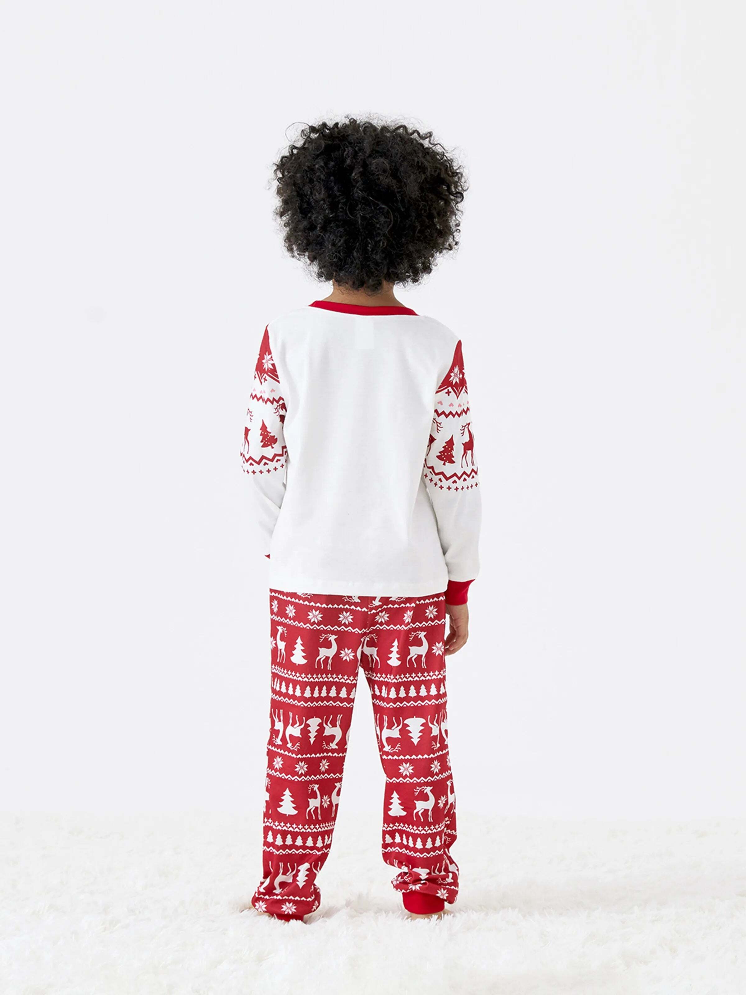 Christmas Reindeer and Snowflake Print Family Matching Pajamas Sets with Christmas Socks Red