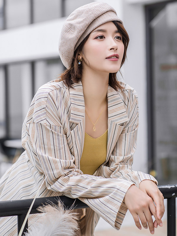 Personality Striped&Plaid Beret Hat