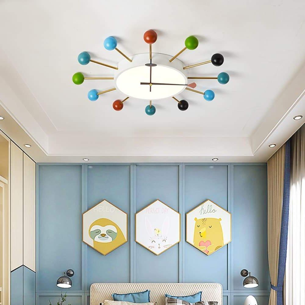 Round Colored Globes Flush Mount Ceiling Light for Living Room LED Baby Kids Lights